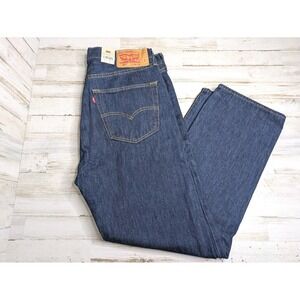 NWT Levis 501 Jeans Mens 35x30 Blue Straight Button Fly Mid Rise Dark Wash Denim